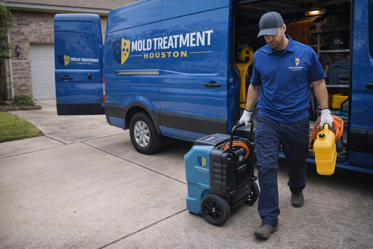 Mold Treatment Houston - technician arriving on site